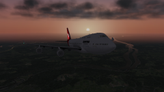747 KIAD approach sunrise